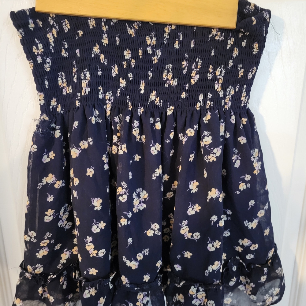 Elegant Navy Floral A-Line Skirt